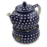 Polish Pottery Tea or Coffe Pot with Heater 40 oz Blue Eyes