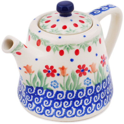 Polish Pottery Tea or Coffee Pot 10 oz Babcia&#039;s Garden