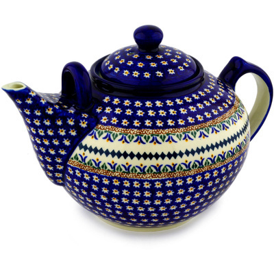 Polish Pottery Tea or Coffee Pot 101 oz Floral Peacock UNIKAT