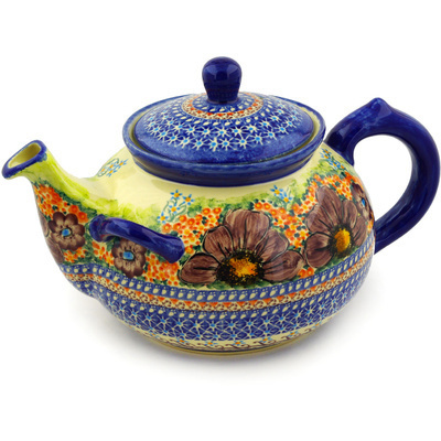 Polish Pottery Tea or Coffee Pot 101 oz Midnight Glow UNIKAT