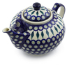 Polish Pottery Tea or Coffee Pot 101 oz Peacock Leaves