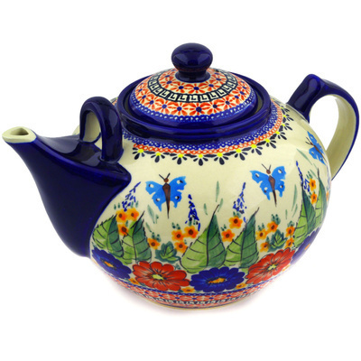Polish Pottery Tea or Coffee Pot 101 oz Spring Splendor UNIKAT