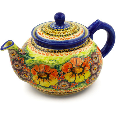 Polish Pottery Tea or Coffee Pot 101 oz Summer Delight UNIKAT