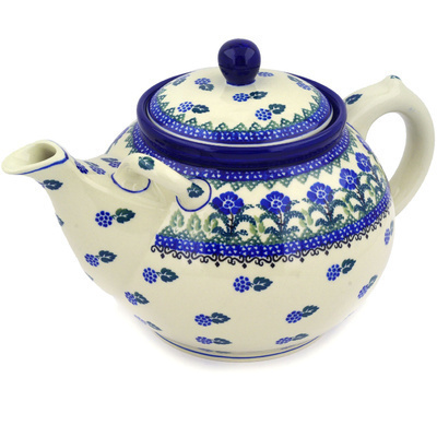 Polish Pottery Tea or Coffee Pot 105 oz Blackberry Blooms