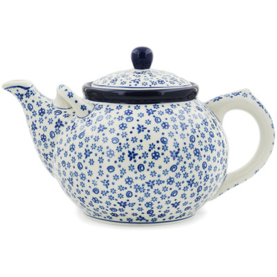 Polish Pottery Tea or Coffee Pot 105 oz Blue Confetti