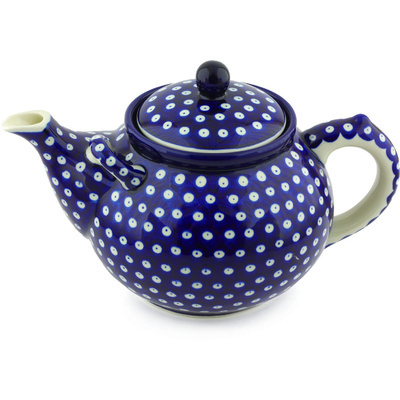 Polish Pottery Tea or Coffee Pot 105 oz Blue Eyes