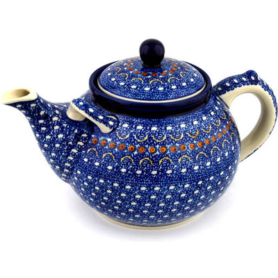 Polish Pottery Tea or Coffee Pot 105 oz Blue Horizons