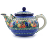 Polish Pottery Tea or Coffee Pot 105 oz Iris Bouquet UNIKAT