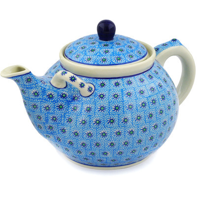 Polish Pottery Tea or Coffee Pot 105 oz Ocean Breeze