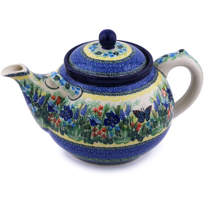 Polish Pottery Tea or Coffee Pot 105 oz Splendid Mariposa UNIKAT