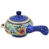 Polish Pottery Tea or Coffee Pot 11 oz Peach Daisies UNIKAT