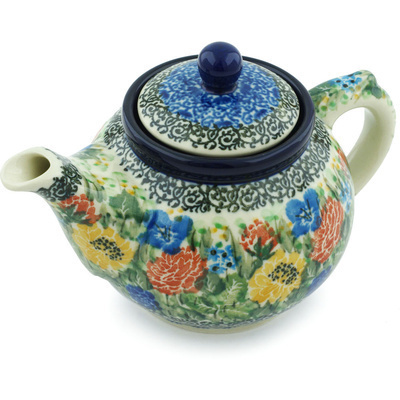 Polish Pottery Tea or Coffee Pot 13 oz Amazing Ideal UNIKAT