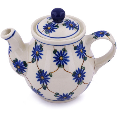 Polish Pottery Tea or Coffee Pot 13 oz Aster Trellis