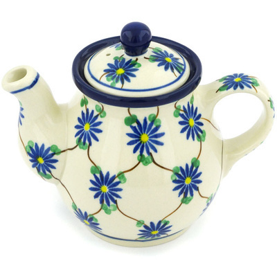 Polish Pottery Tea or Coffee Pot 13 oz Aster Trellis