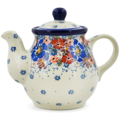 Polish Pottery Tea or Coffee Pot 13 oz Autumn Bunch UNIKAT