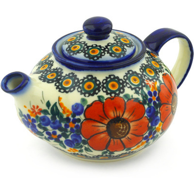 Polish Pottery Tea or Coffee Pot 13 oz Autumn Garden