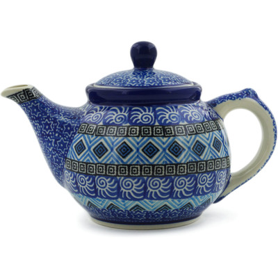 Polish Pottery Tea or Coffee Pot 13 oz Aztec Sky