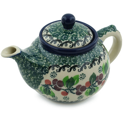Polish Pottery Tea or Coffee Pot 13 oz Berry Garland