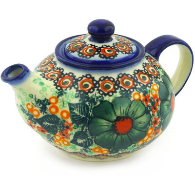 Polish Pottery Tea or Coffee Pot 13 oz Bloom &amp; Wild UNIKAT