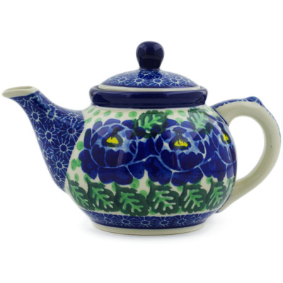 Polish Pottery Tea or Coffee Pot 13 oz Blue Bliss