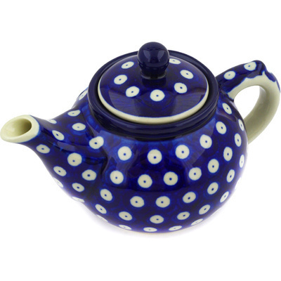 Polish Pottery Tea or Coffee Pot 13 oz Blue Eyes