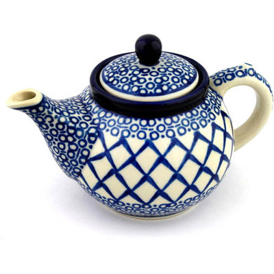 Polish Pottery Tea or Coffee Pot 13 oz Blue Harmony