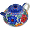 Polish Pottery Tea or Coffee Pot 13 oz Bold Pansy UNIKAT