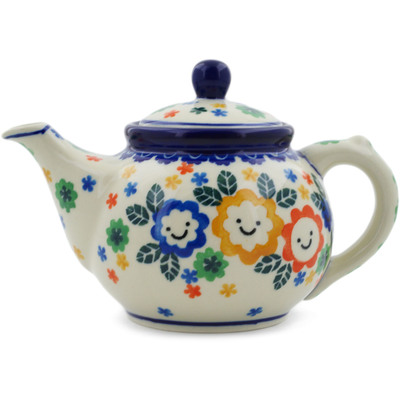 Polish Pottery Tea or Coffee Pot 13 oz Children&#039;s Happy Garden