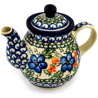 Polish Pottery Tea or Coffee Pot 13 oz Cobblestone Garden