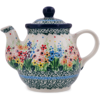 Polish Pottery Tea or Coffee Pot 13 oz Colors Of The Wind UNIKAT