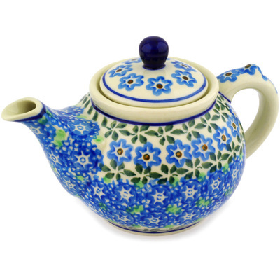 Polish Pottery Tea or Coffee Pot 13 oz Daisy Blanket