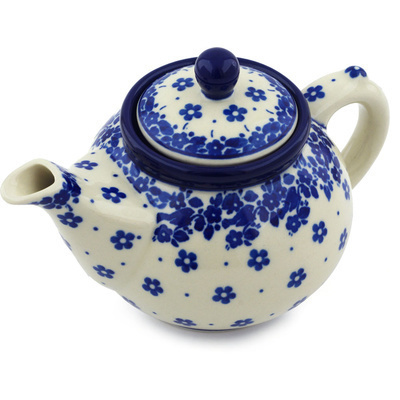 Polish Pottery Tea or Coffee Pot 13 oz Falling Petals