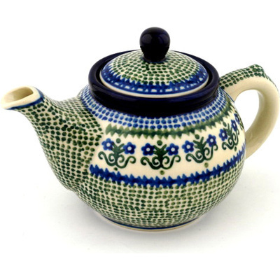 Polish Pottery Tea or Coffee Pot 13 oz Fanciful Daisy