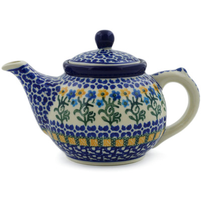 Polish Pottery Tea or Coffee Pot 13 oz Field Of Wildflowers