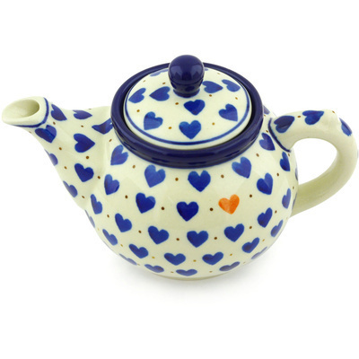 Polish Pottery Tea or Coffee Pot 13 oz Heart Of Hearts