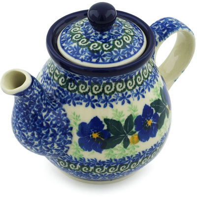 Polish Pottery Tea or Coffee Pot 13 oz Infinity Flower