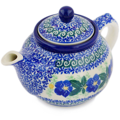 Polish Pottery Tea or Coffee Pot 13 oz Infinity Flower