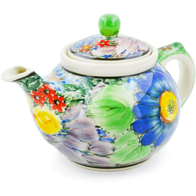 Polish Pottery Tea or Coffee Pot 13 oz L61 Magnificent Garden UNIKAT