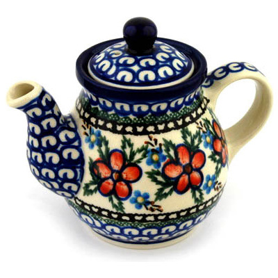 Polish Pottery Tea or Coffee Pot 13 oz Lancaster Rose