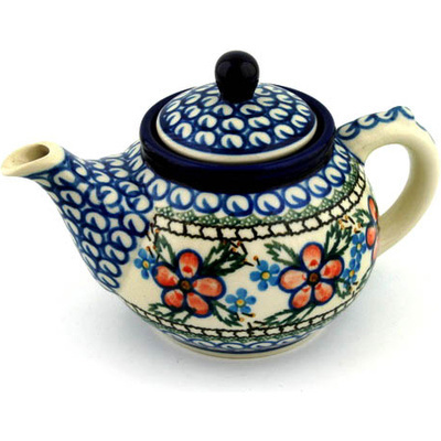 Polish Pottery Tea or Coffee Pot 13 oz Lancaster Rose