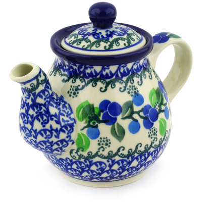 Polish Pottery Tea or Coffee Pot 13 oz Limeberry