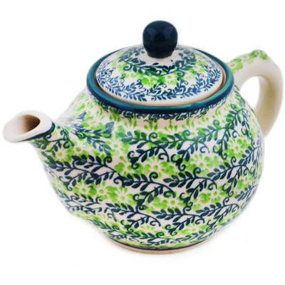 Polish Pottery Tea or Coffee Pot 13 oz Lush Meadow