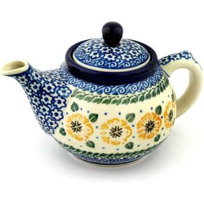 Polish Pottery Tea or Coffee Pot 13 oz Marigold Morning