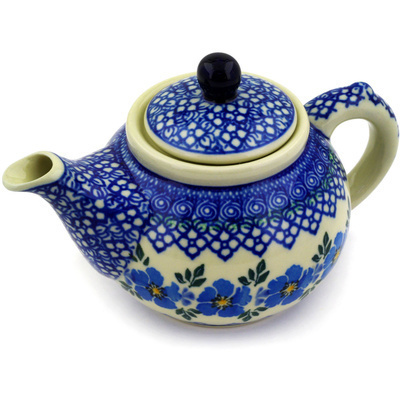 Polish Pottery Tea or Coffee Pot 13 oz Morning Glory