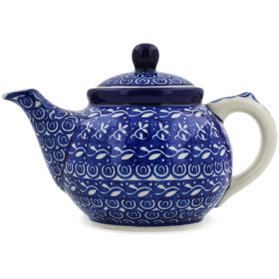 Polish Pottery Tea or Coffee Pot 13 oz Ocean Waves
