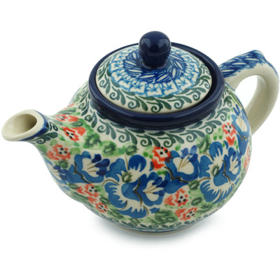 Polish Pottery Tea or Coffee Pot 13 oz Orchid Delight UNIKAT