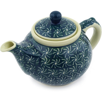 Polish Pottery Tea or Coffee Pot 13 oz Pinwheel