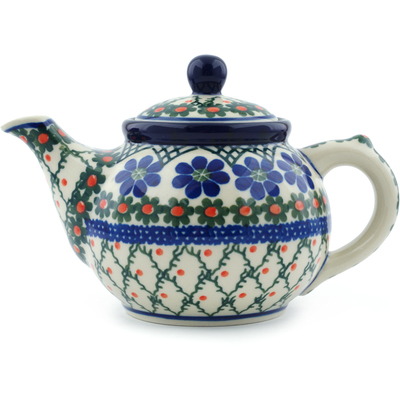 Polish Pottery Tea or Coffee Pot 13 oz Primrose Trellis