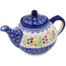 Polish Pottery Tea or Coffee Pot 13 oz Rainbow Delight UNIKAT