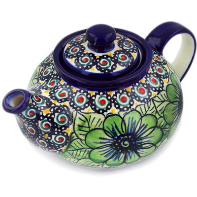 Polish Pottery Tea or Coffee Pot 13 oz Rainforest